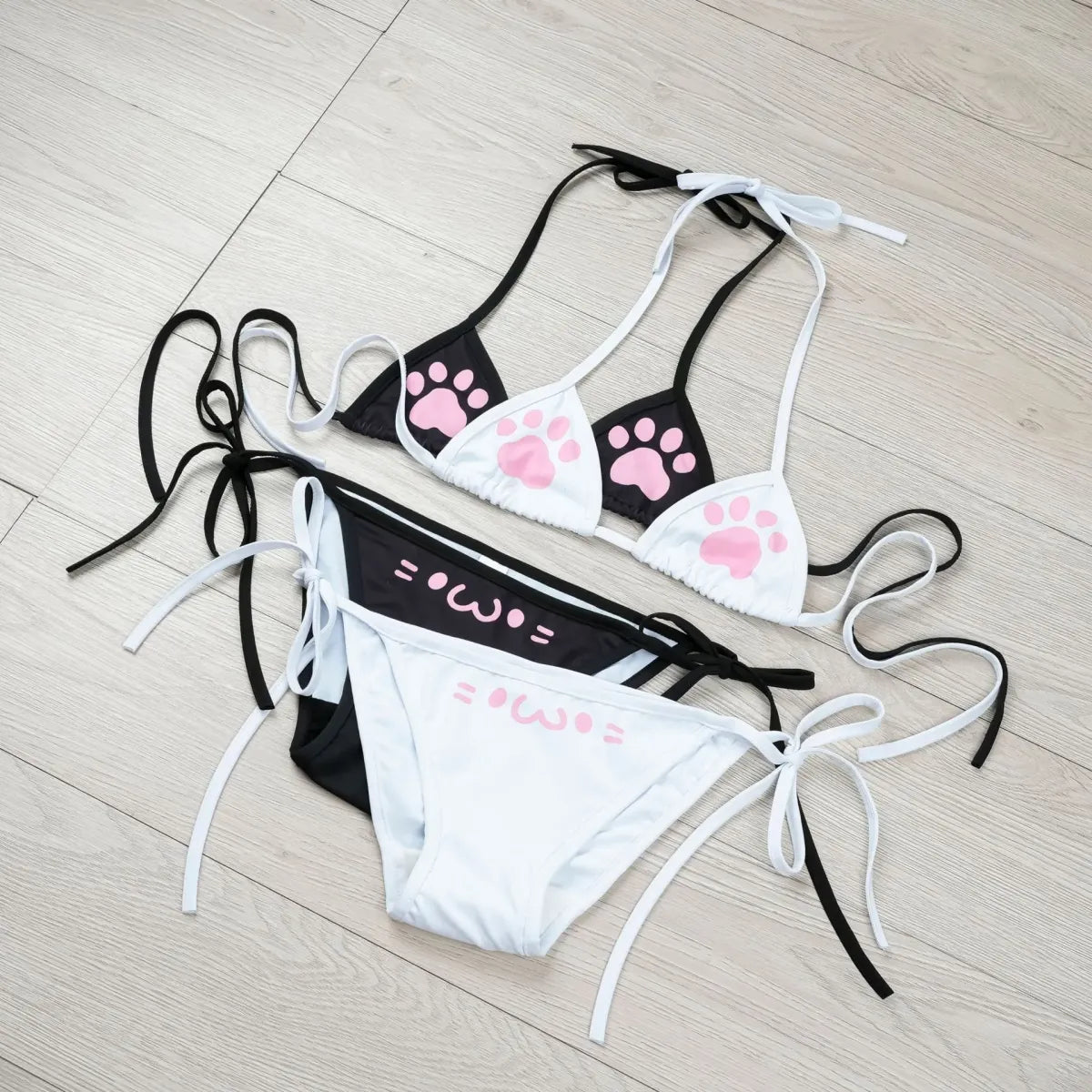 Anime Cat Paw Bikini Cosplay Set - Women’s - Swimsuit / Bikini / One-Piece Swimwear - 4