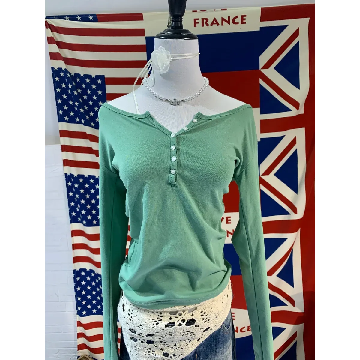 Six Button Ribbed Long Sleeve Slim Tee - T-Shirts - T-Shirt - 22
