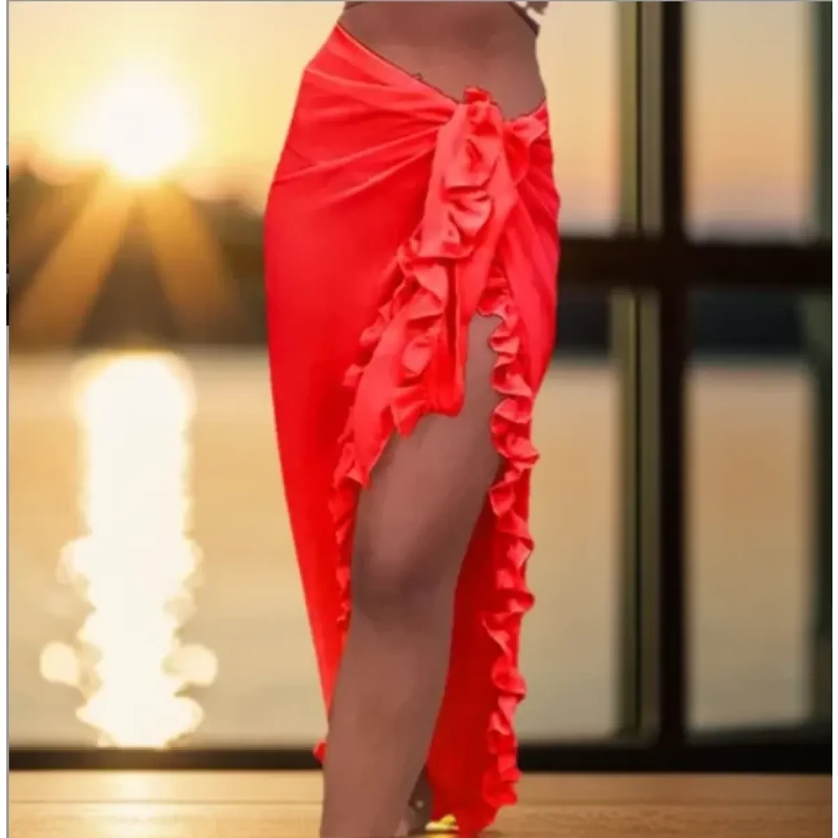 Ruffle Knit Sarong Swim Cover-Up Skirt - Bottoms - Swimsuit / Bikini / One-Piece Swimwear - 3