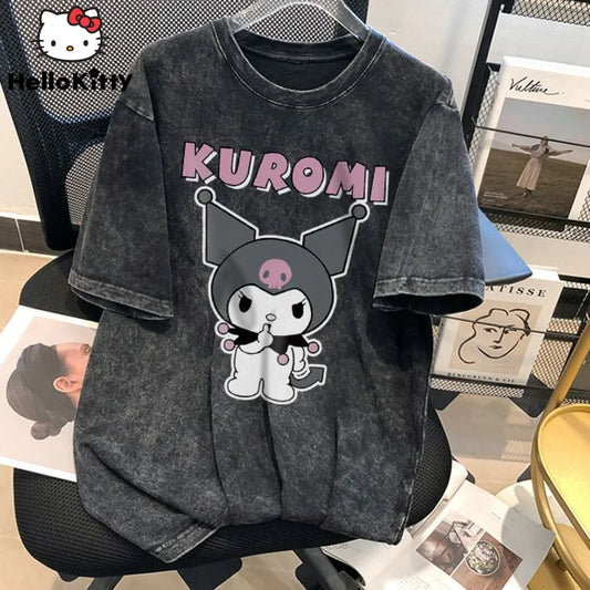 Sanrio Kuromi Short Sleeve T-shirt - American Retro Oversized Tee