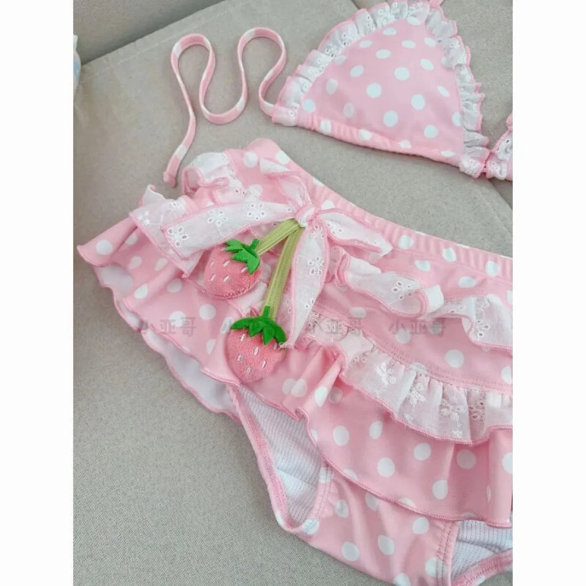 Y2K Cherry Polka Dot Bikini Set - Women’s - Swimsuit / Bikini / One-Piece Swimwear - 1