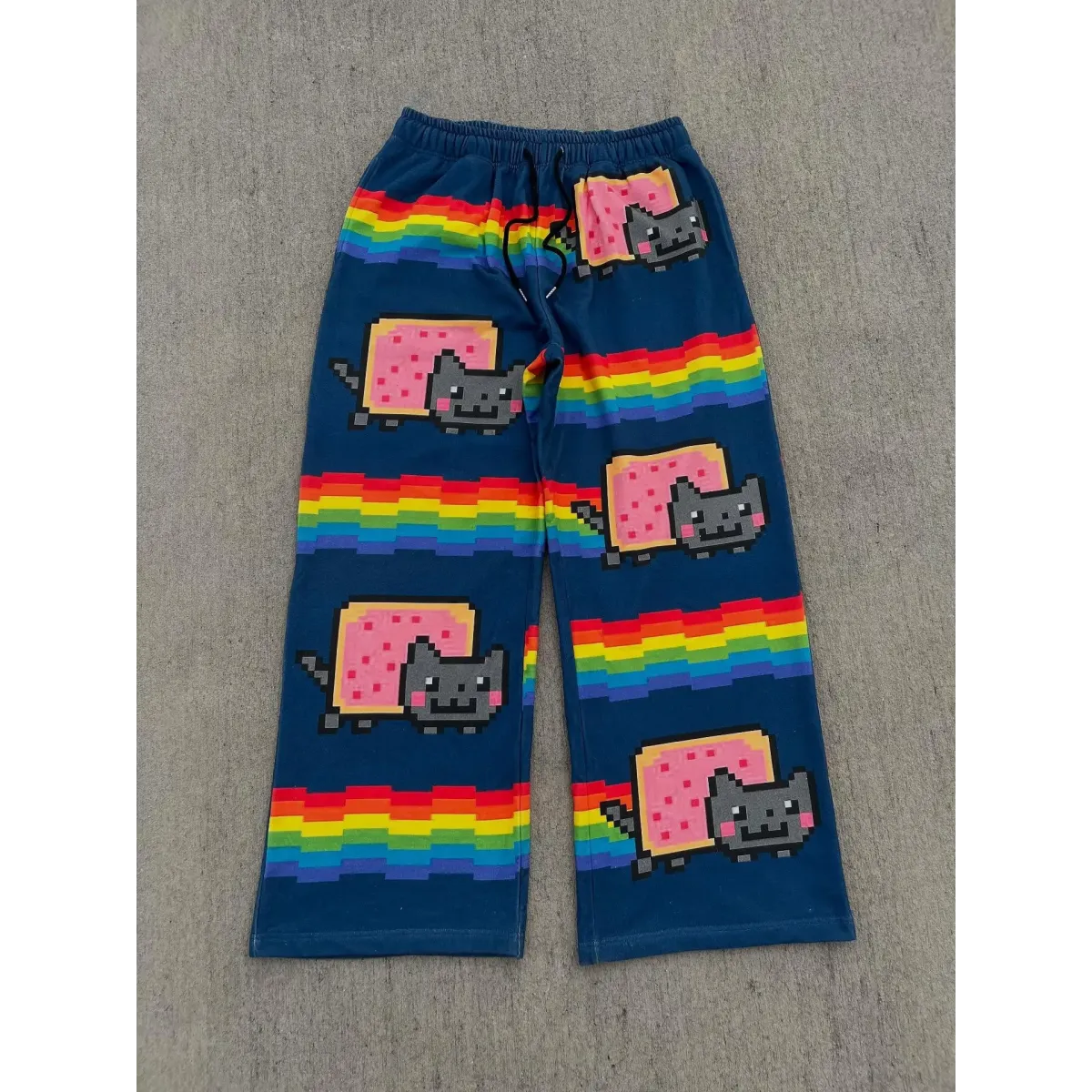 Pink Cartoon Cat Loose Y2K Jogger Pants - Bottoms - Joggers / Sweatpants - 6