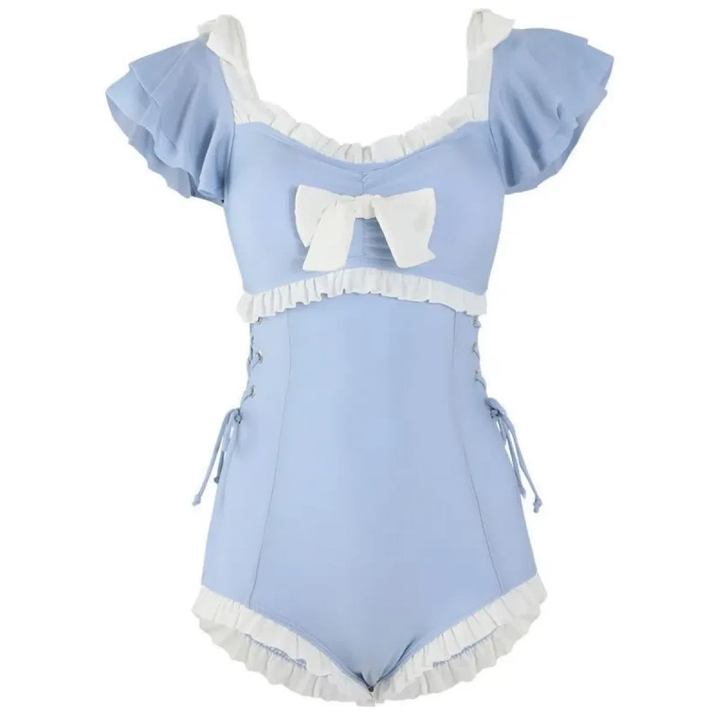 Sweet Blue Ruffle Sleeve One-Piece Swimsuit - Women’s Clothing & Accessories - Swimsuit / Bikini / One-Piece Swimwear