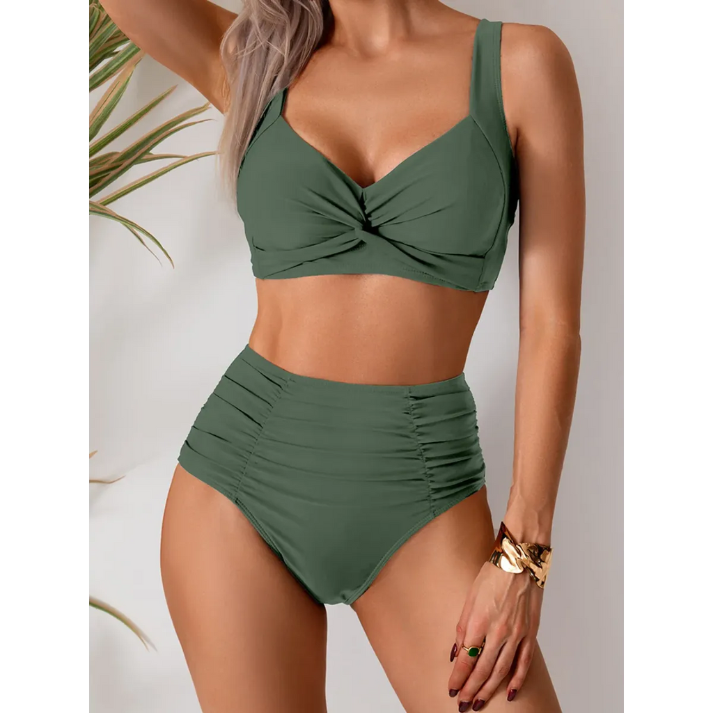 Solid High Waist Push Up Bikini Set - Swimsuits - Swimsuit / Bikini / One-Piece Swimwear - 3