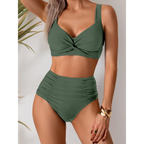 Solid High Waist Push Up Bikini Set - Swimsuits - Swimsuit / Bikini / One-Piece Swimwear - 3