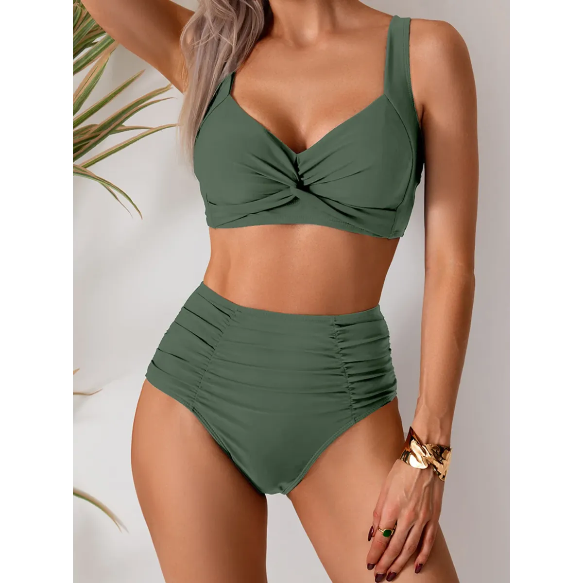 Solid High Waist Push Up Bikini Set - Swimsuits - Swimsuit / Bikini / One-Piece Swimwear - 3