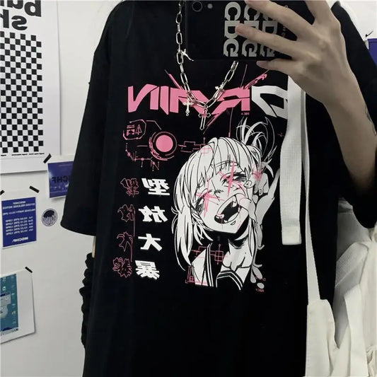 Cyber Pop Fantasy Tee – Vibrant Neon Anime Streetwear Shirt