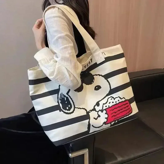 Snoopy Canvas Large Capacity Tote Bag - Women Bags & Wallets - Tote Bag - 2