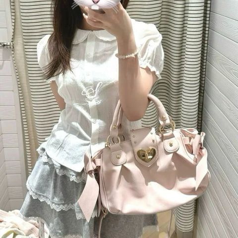 Sweet Bow Heart Lolita Handbag Shoulder & Crossbody Bag