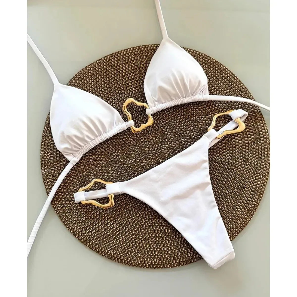 Solid Color Lace-Up Two-Piece Bikini Set - Swimsuits - Swimsuit / Bikini / One-Piece Swimwear - 5