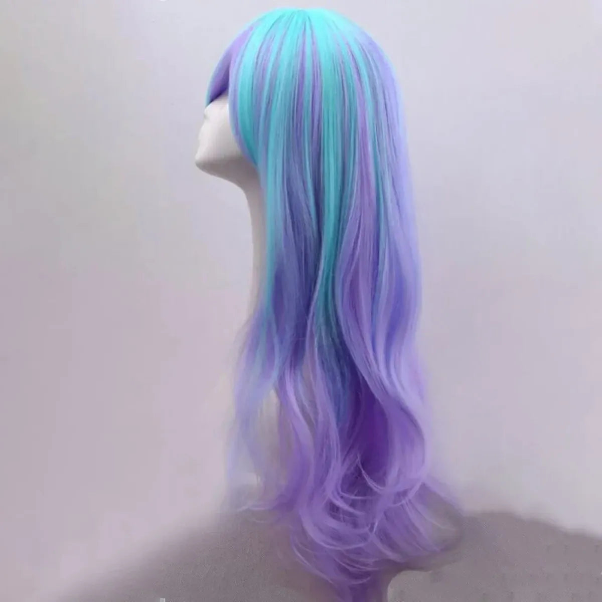 Long Wavy Purple Blue Ombre Wig with Bangs - Best Sellers - Wig - 4