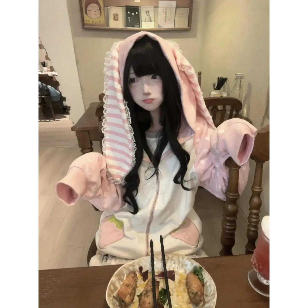 Sweet Kawaii Strawberry Patchwork Hoodie Coat - All Dresses - Coat - 3