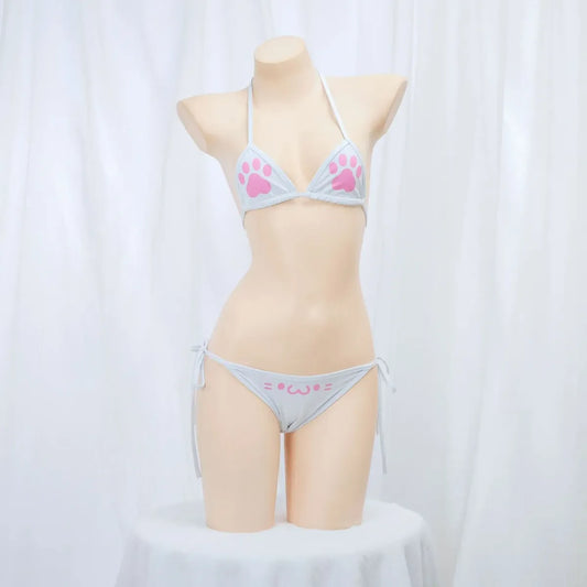 Kawaii Cat Paw Micro Halter Bikini Set - Swimsuits - Swimsuit / Bikini / One-Piece Swimwear - 5