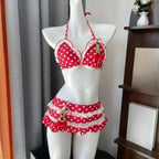 Sweet Korean Vintage Y2K Ruffle Halter Bikini - Women’s - Swimsuit / Bikini / One-Piece Swimwear - 14