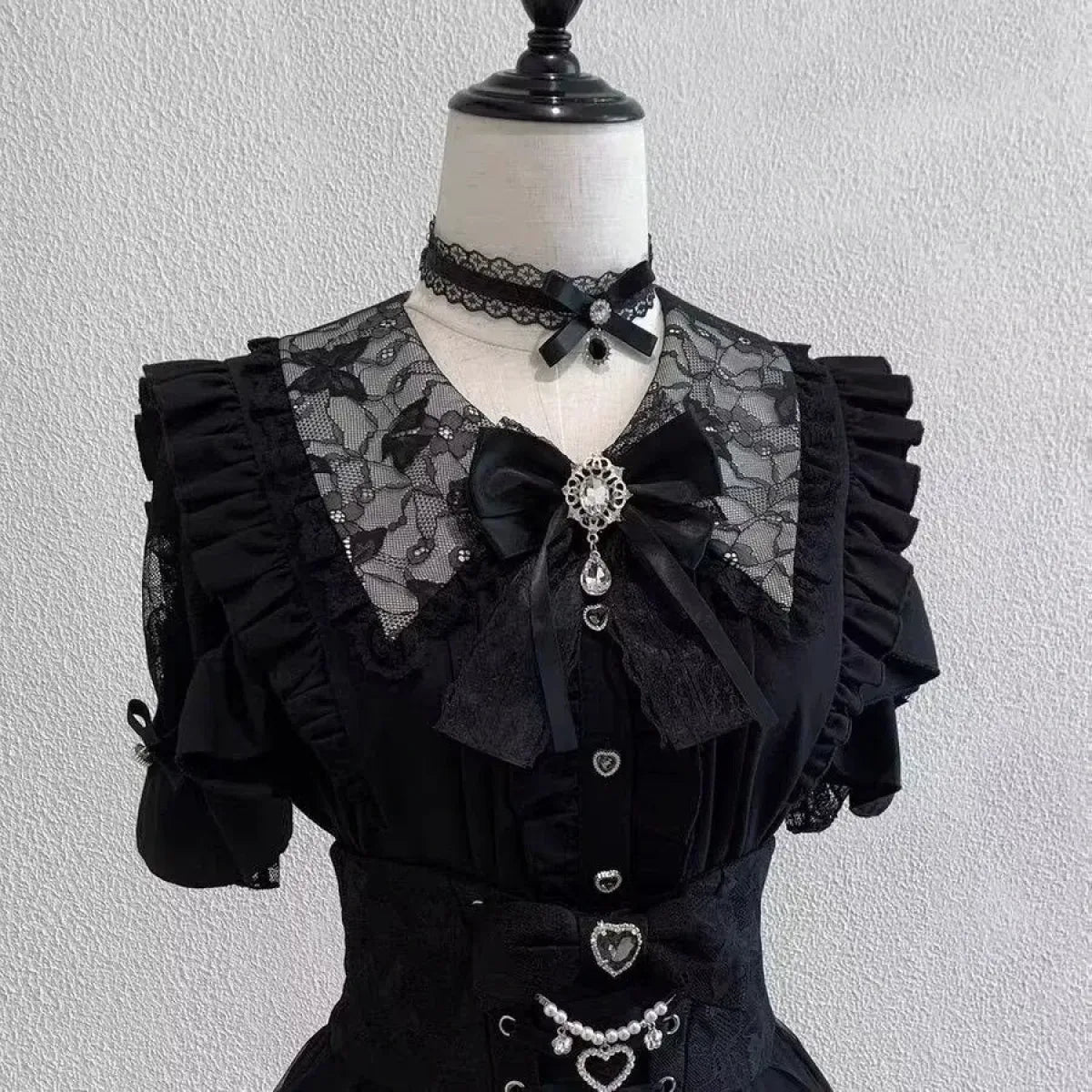 Lolita Lace Patchwork Bow Blouse - Dresses - Blouse - 10