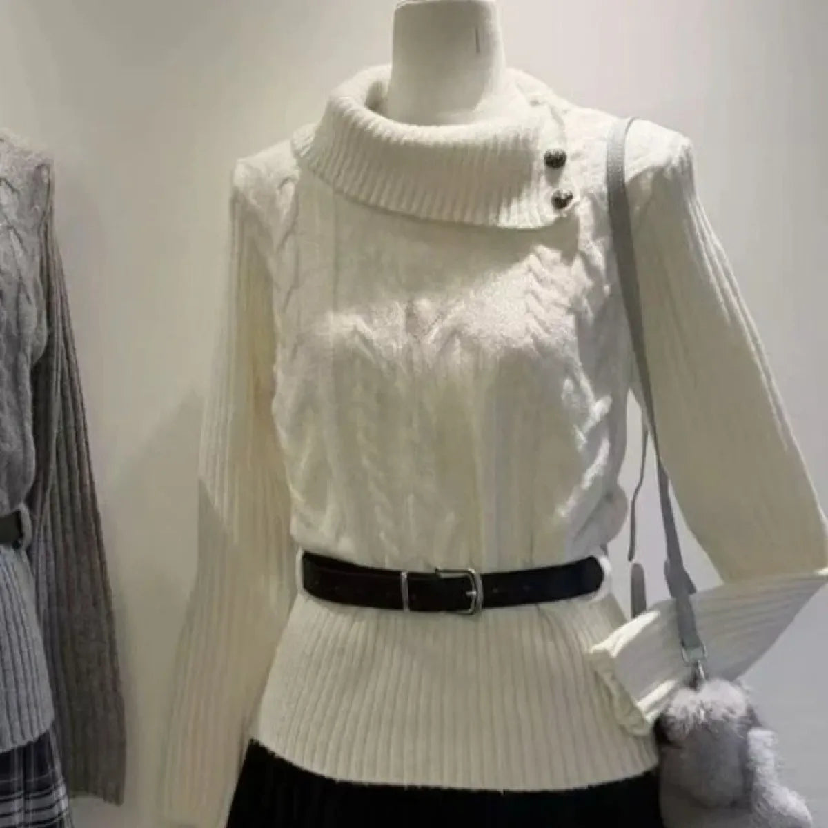 Preppy Bow Knit Sweater Y2K Gyaru Style - Dresses - Sweater / Pullover - 15