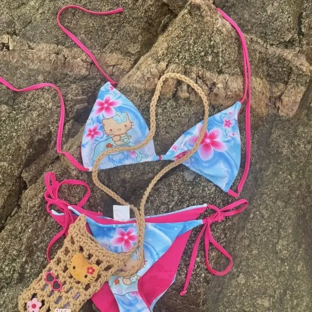 Hello Kitty Anime Halter Bikini Set - Anime - Swimsuit / Bikini / One-Piece Swimwear - 2