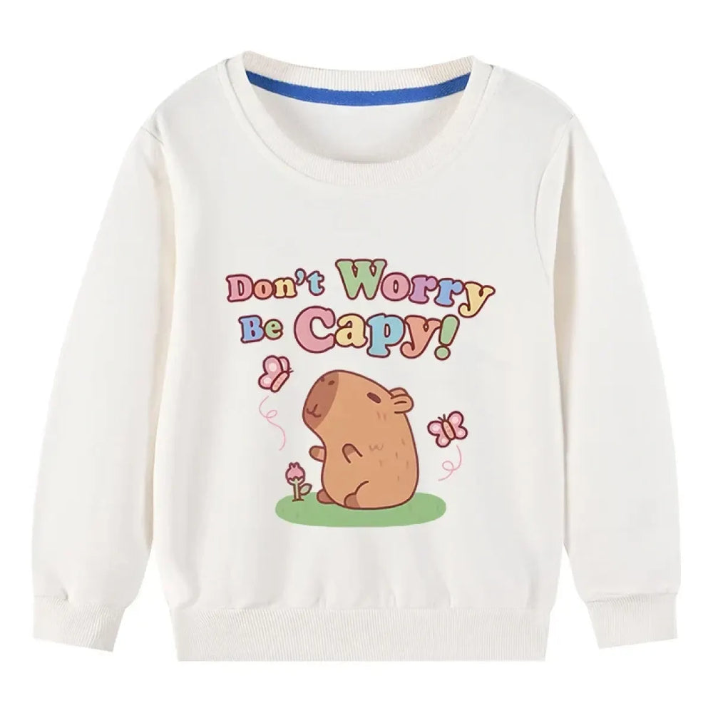 Kids Cotton Capybara Cartoon Pullover Sweatshirt - T-Shirts - Sweatshirt - 1