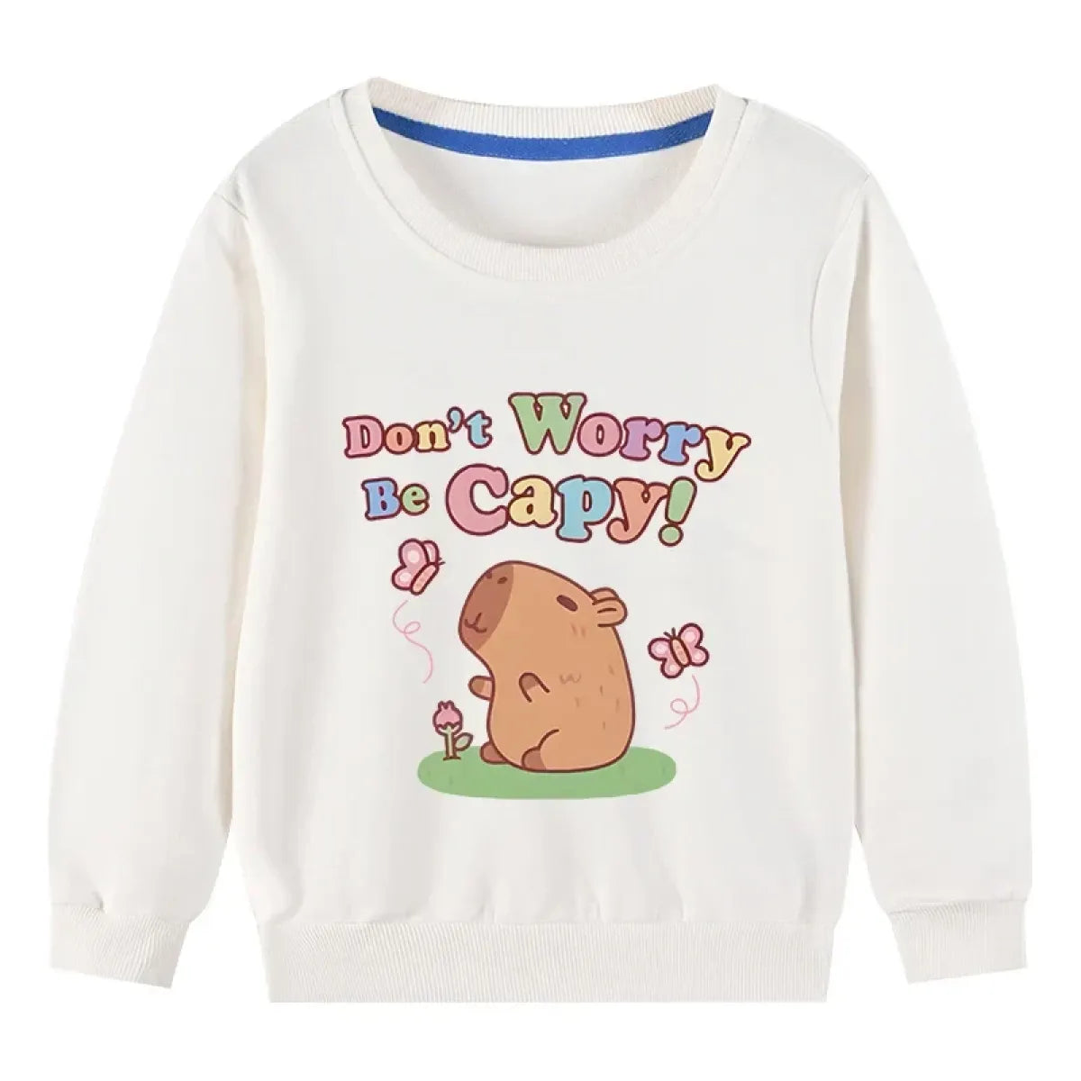Kids Cotton Capybara Cartoon Pullover Sweatshirt - T-Shirts - Sweatshirt - 1