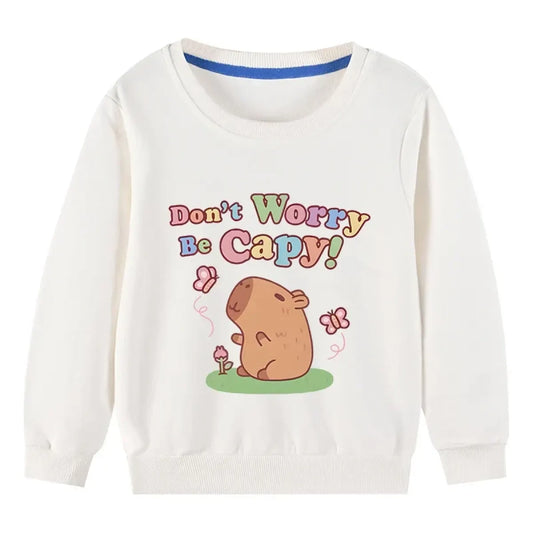Kids Cotton Capybara Cartoon Pullover Sweatshirt - T-Shirts - Sweatshirt - 1