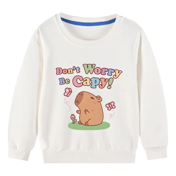 Kids Cotton Capybara Cartoon Pullover Sweatshirt - T-Shirts - Sweatshirt - 1
