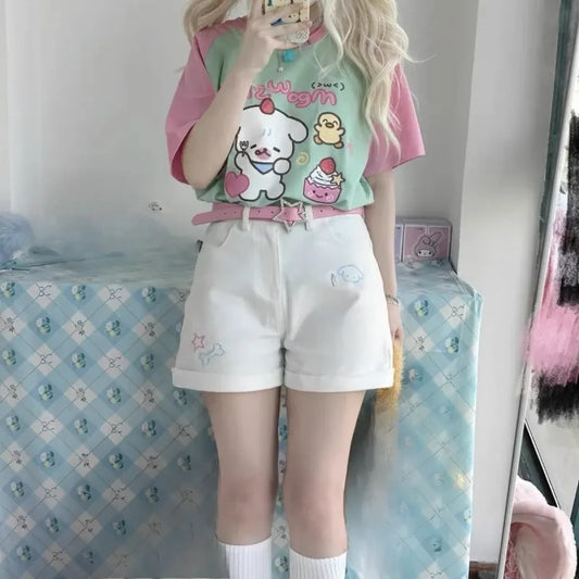 Sweet Cartoon Patchwork Y2K T-Shirt - Dresses - T-Shirt - 2