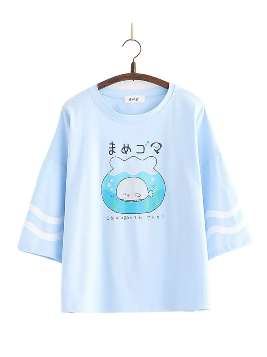 Kawaii Harajuku Summer T-shirt - Kawaii Stop - Breathable Fabric, Cartoon Print, Charming, Fairy tale Theme, Harajuku Style, Kawaii T-shirt, Short Sleeve, Stylish, Sweet Summer, Women's Fashion