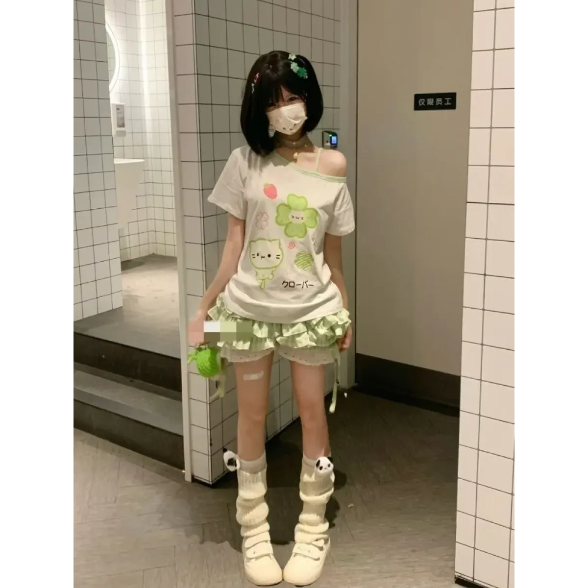 Harajuku Y2K Off Shoulder Cartoon T-Shirt - Dresses - T-Shirt - 5