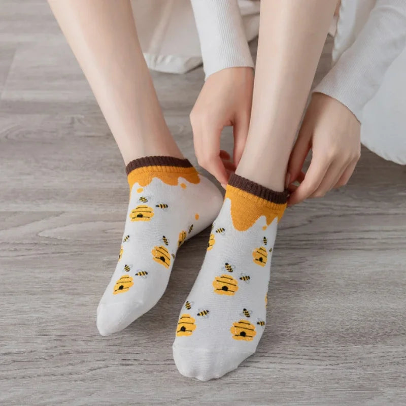 Ankle Boat Socks for Women - Breathable Spring Autumn Casual Socks - Kawaii Stop - 
