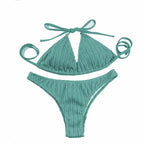 Jacquard Drawstring Two Piece Bikini Set - Swimsuits - Swimsuit / Bikini / One-Piece Swimwear - 6