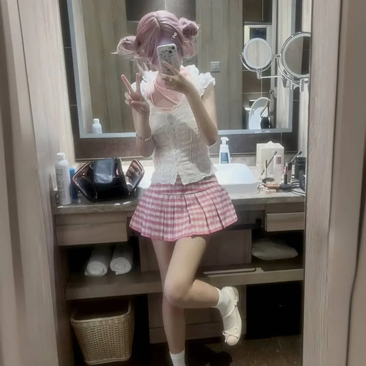 NANA Komatsu Cosplay Costume - Lolita Kawaii Pink Skirt Suit