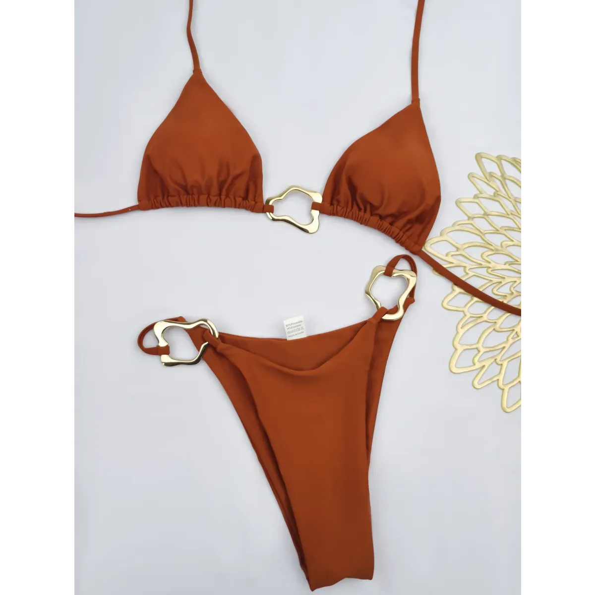 Solid Color Lace-Up Two-Piece Bikini Set - Swimsuits - Swimsuit / Bikini / One-Piece Swimwear - 7