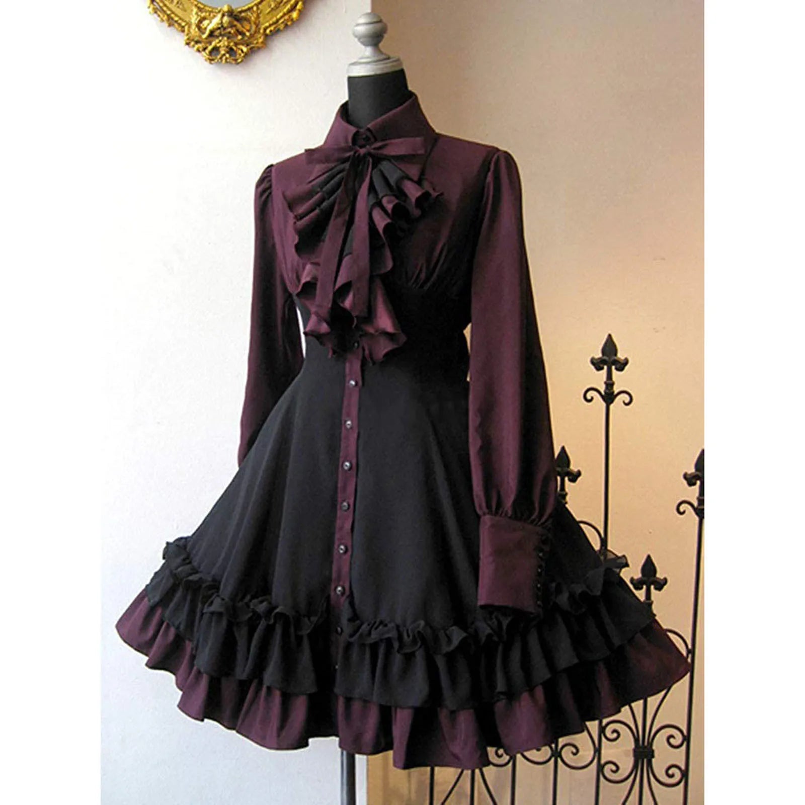 Autumn Elegant Gothic Lolita Dress - Pleated Lace-Up - Kawaii Stop - Autumn Fashion, Cosplay, Costume, Elegant, Gothic Lolita Dress, Irregular Length, Mainland China, Pleated Lace-Up, Polyester, Sophisticated Style, Women's Fashion