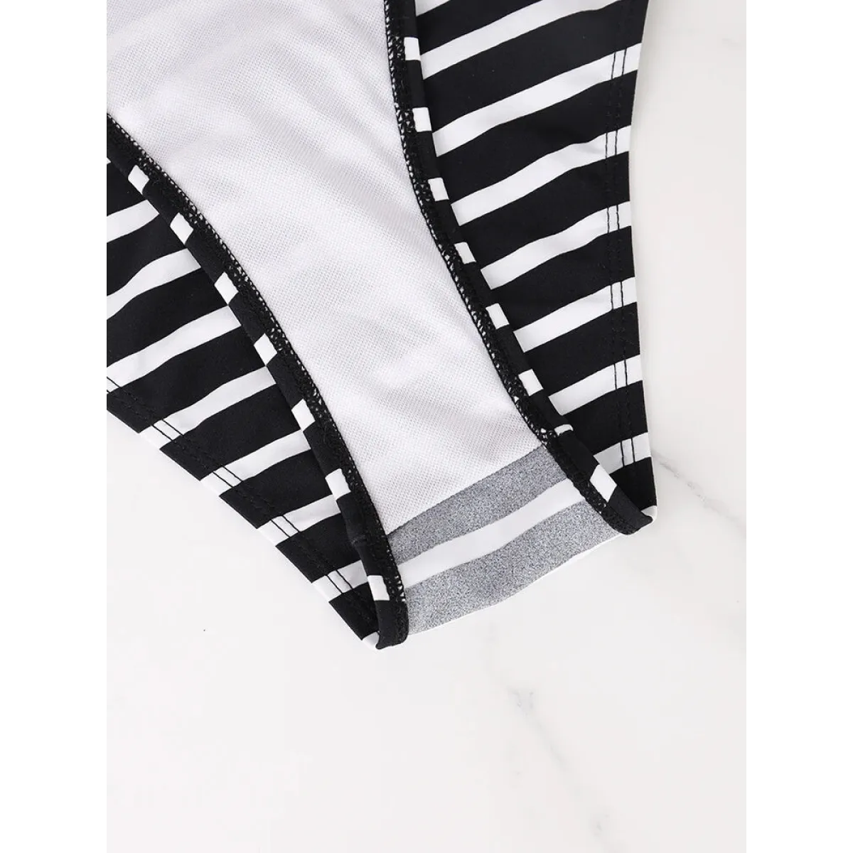 Black & White Striped Triangle Bikini Set - Swimsuits - Swimsuit / Bikini / One-Piece Swimwear - 5