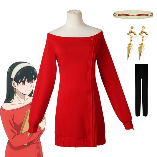 Yor Forger 'Thorn Princess' Cosplay - Sexy Red Sweater Dress