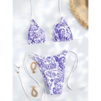 Printed Triangle Micro Thong Bikini Set - Swimsuits - Swimsuit / Bikini / One-Piece Swimwear - 14