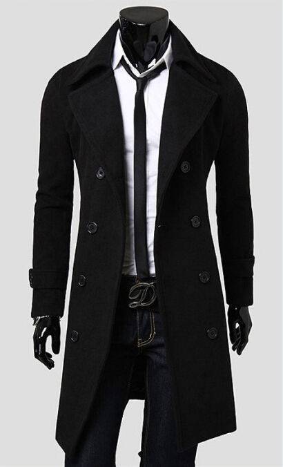 Slim Fit Overcoat - Kawaii Stop - Classic, Coat, Men's Clothing &amp; Accessories, Men's Jackets, Men's Jackets &amp; Coats, Slim, Trench, Trench Coat, Warm