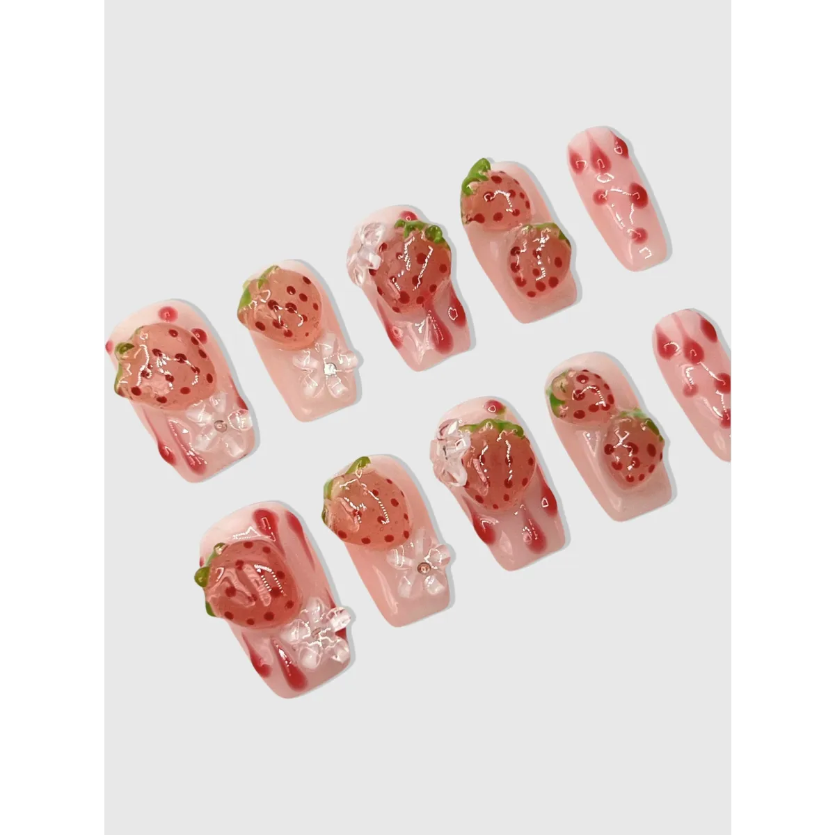 Strawberry Shortcake 3D Press On Nails Set - Harajuku Style - Cosmetics - 3