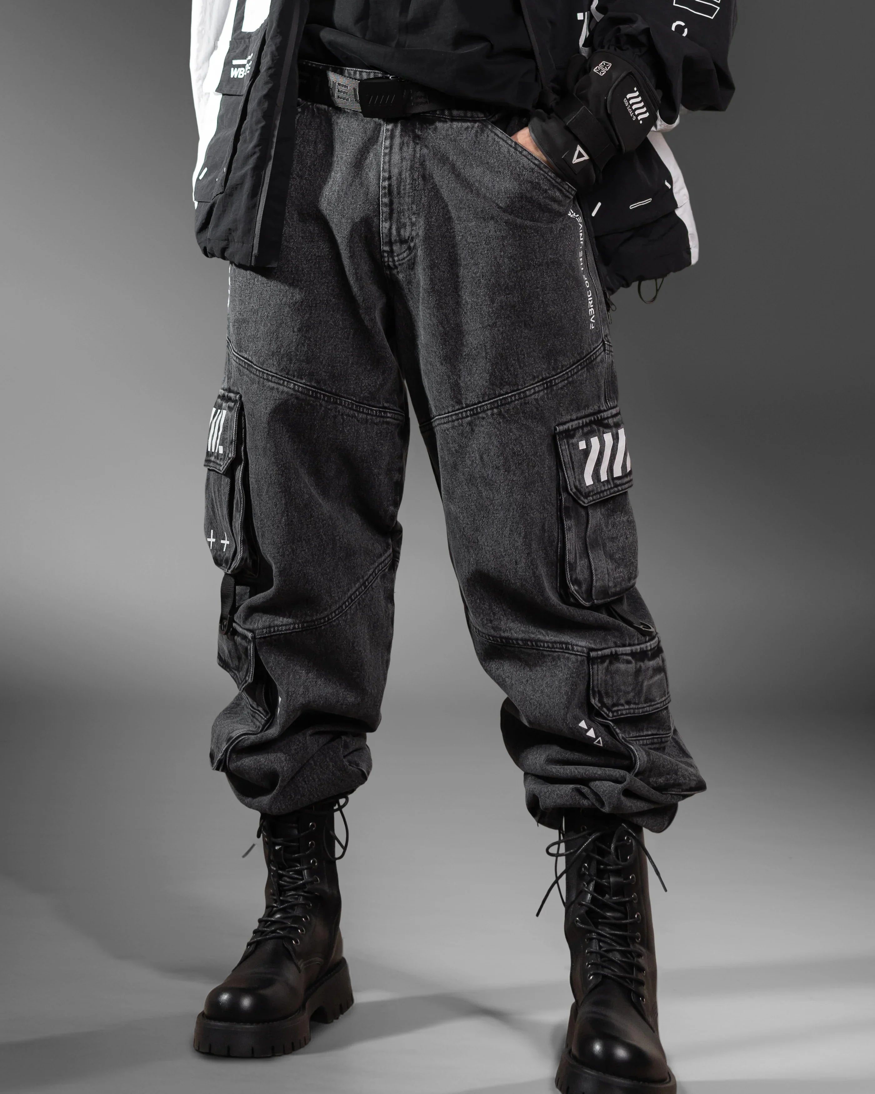DJ-Type 001A Charcoal Denim Cargo Pants