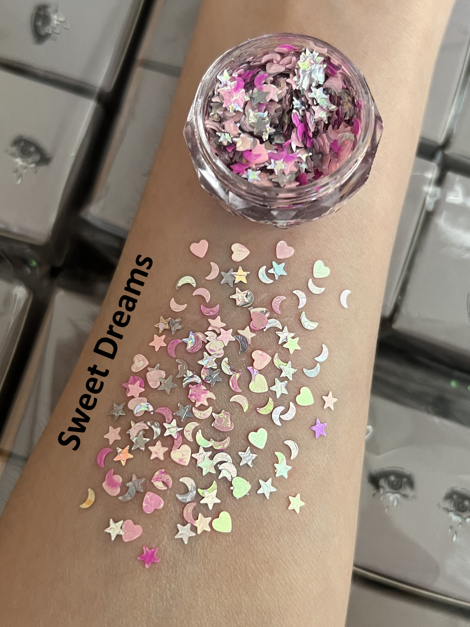 Gel Glitter Tears Festival Makeup