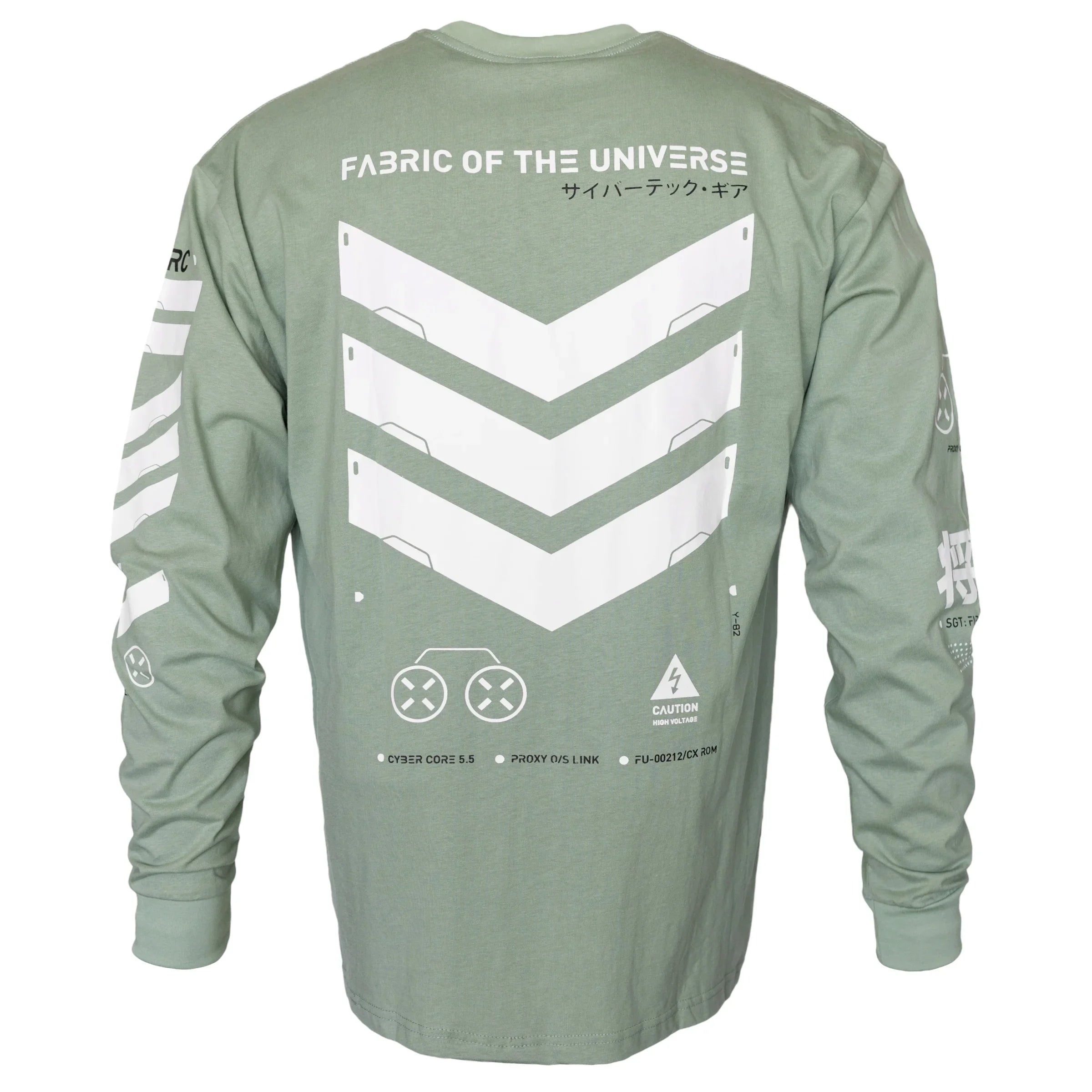V3-3 Cyber Graphic Faded Green Long Sleeve Tee