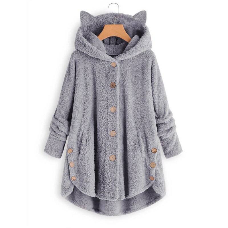 Plush Kawaii Kitten Coat - Kawaii Stop - Anime, Army Green, Autumn, Black, Blue, Brown, Casual, Clothing, Coats, Cosplay, Dark Gray, Dark Leopard, Fashion, Flannel, Ginger Yellow, Hood, Hooded, Hoodies &amp; Sweatshirts, Jackets, Jackets &amp; Coats, Light Grey, Light Leopard, Navy, Pink, Polyester, Pullover, Pullovers, Red Wine, Solid, Spring, Tops &amp; Tees, Winter, Women's Clothing &amp; Accessories
