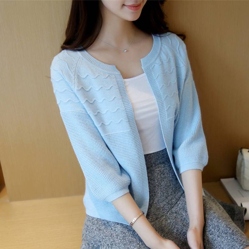 Casual Slim Cardigan - Kawaii Stop - Acrylic, Adorable, Cardigan, Cardigans, Casual, Cotton, Cute, Fashion, Harajuku, Japanese, Kawaii, Knitted, Korean, O-Neck, Open Stitch, Polyester, Solid, Three Quarter, Tops &amp; Tees, Women's, Women's Clothing &amp; Accessories