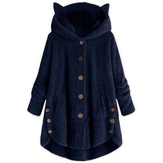 Plush Kawaii Kitten Coat - Kawaii Stop - Anime, Army Green, Autumn, Black, Blue, Brown, Casual, Clothing, Coats, Cosplay, Dark Gray, Dark Leopard, Fashion, Flannel, Ginger Yellow, Hood, Hooded, Hoodies &amp; Sweatshirts, Jackets, Jackets &amp; Coats, Light Grey, Light Leopard, Navy, Pink, Polyester, Pullover, Pullovers, Red Wine, Solid, Spring, Tops &amp; Tees, Winter, Women's Clothing &amp; Accessories
