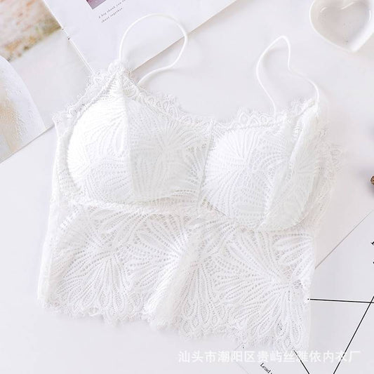 Strap Lace Bra - Kawaii Stop - Black, Bra, Bras, Cute, Green, Intimates, Lace, Non-Adjusted Straps, Nylon, One Size, Padded, Push Up, Sensuous, Sexy, Sexy Lingerie, Sexy Products, Solid, Spandex, Strap, White, Wire Free, Wireless, Women's, Women's Clothing &amp; Accessories, Yellow