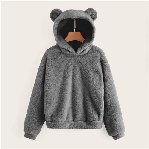 Women's Bear Hoodie - Kawaii Stop - Fleece, Hoodie, Hoodies &amp; Sweatshirts, Sweatshirt, Tops &amp; Tees, Women's Clothing &amp; Accessories