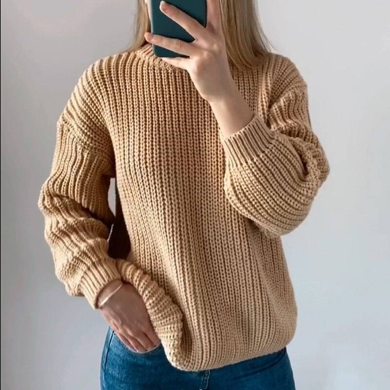 Loose Oversized Knit Sweater - Kawaii Stop - Acrylic, Cute, Hoodies &amp; Sweatshirts, Kawaii, Knitted, Korean, Loose, O-Neck, Style, Sweater, Sweaters, Tops &amp; Tees, Women's, Women's Clothing &amp; Accessories