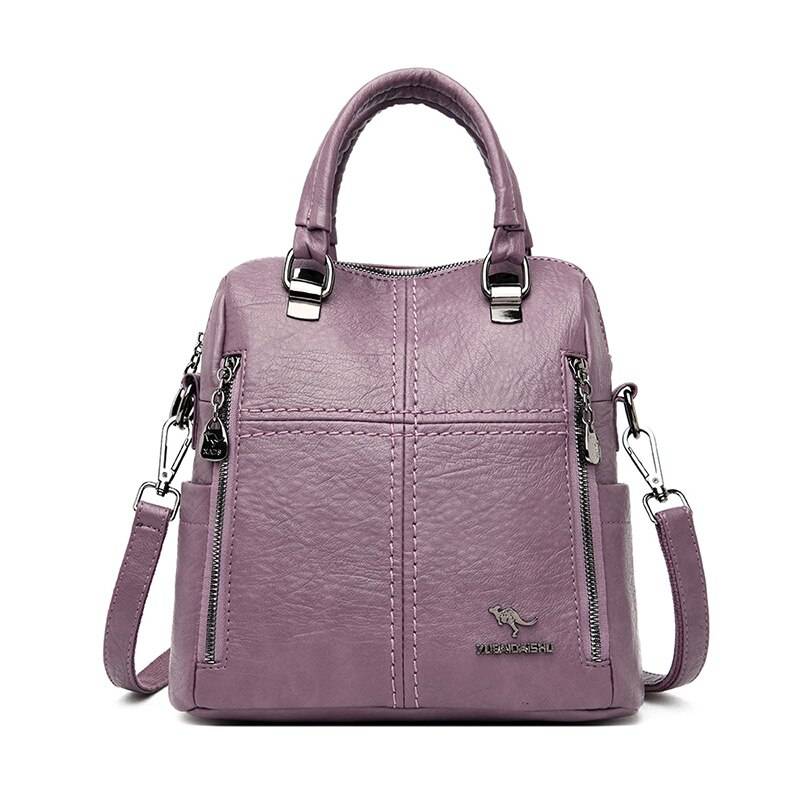 Women’s Leather Shoulder Backpack - Purple - Women’s Clothing & Accessories - Backpacks - 10 - 2024