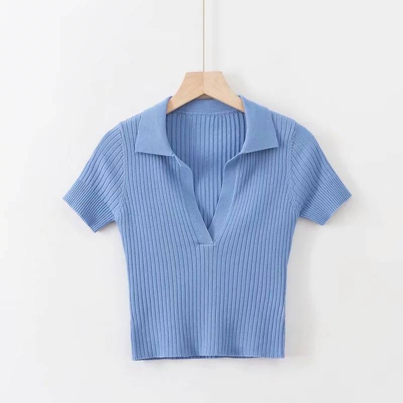 Women's Short Sleeved Polo - Kawaii Stop - Adorable, Autumn, Camis &amp; Tops, Color, Cotton, Crop Top, Cute, Fashion, Short-Sleeved, Solid, Spring, Street Fashion, Summer, Tops &amp; Tees, Women's, Women's Clothing &amp; Accessories