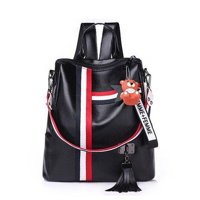 Women's Trendy Backpack - Kawaii Stop - Backpacks, Cute, Fashion, Harajuku, Japanese, Kawaii, Korean, Polyester, PU Leather, Silt Pocket, Tassel, Women Bags &amp; Wallets, Zipper